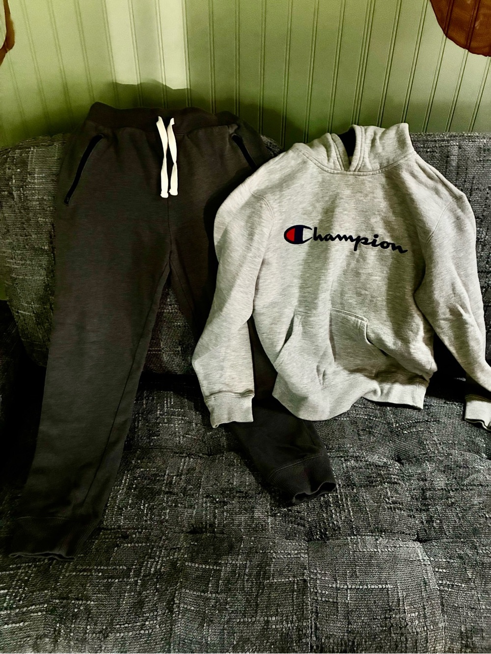 Champion Kids Hoodie & Jogger Set - Gray Hoodie with Charcoal Pants